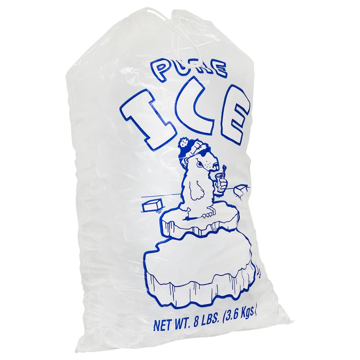 8 رطل يمكن التخلص منها PE الحفر طباعة أكياس الثلج التي يعاد استخدامها مع الرباط