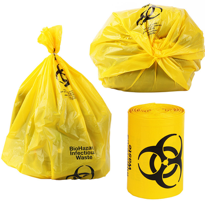 HDPE مادة البلاستيك المطبوع الأصفر Biohazard بطانات الرعاية الصحية
