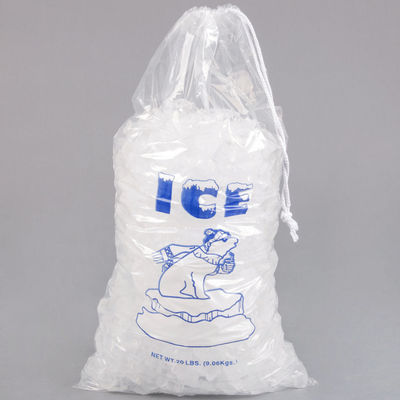 20lb LDPE دائم أكياس البلاستيك كتلة الجليد ختم الحرارة مع الرباط إغلاق