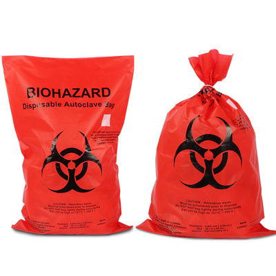 أكياس النفايات الخطرة Biohazardous HDPE مع طباعة الحفر تخصيص الحجم